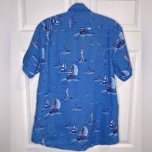 Izod Men’s Saltwater Dockside Chambray Blue Sailboat Shirt - Sz. Large - Picture 5 of 6